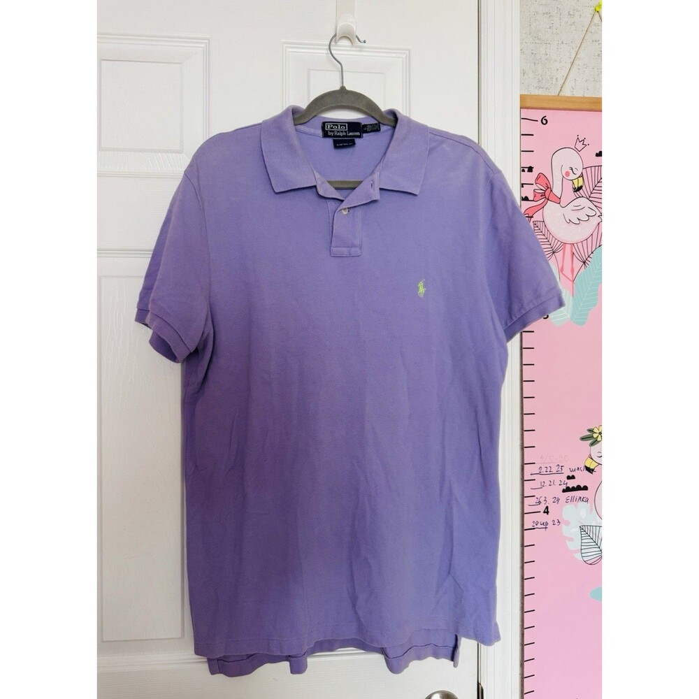 VTG Polo By Ralph Lauren Custom Fit Polo Mens Purple Cotton Large